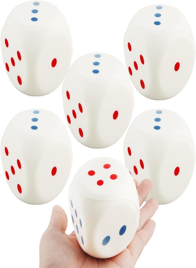 Cotiny 6 Pack Large Foam Dice 2.36 Inch Soft PU Foam Dice 6 Sided Giant Jumbo Rounded Edge Dices for Educational Toys Games Nights Casino Themed Party (Color Set 1) - Image 1